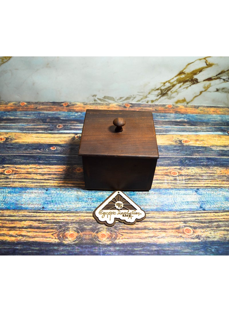 Egypt Antiques Large square spice box, handmade from healthy wood, with 100% natural colors from the heart of the tree  - Image 3