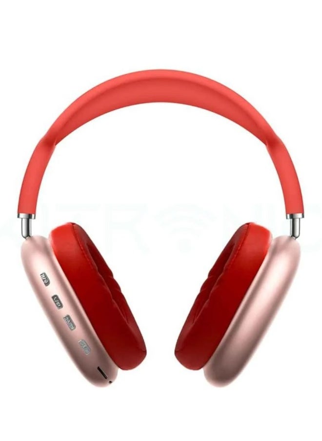 Generic - P9 Wireless Bluetooth Over-Ear Headphone with Mic Red - Image 1