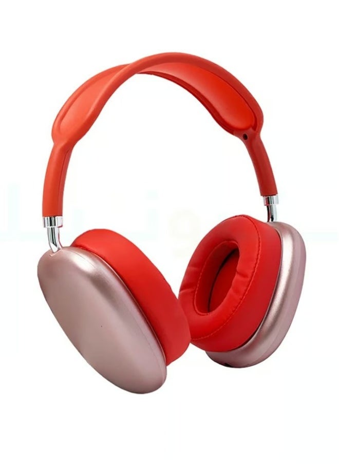 Generic - P9 Wireless Bluetooth Over-Ear Headphone with Mic Red - Image 1