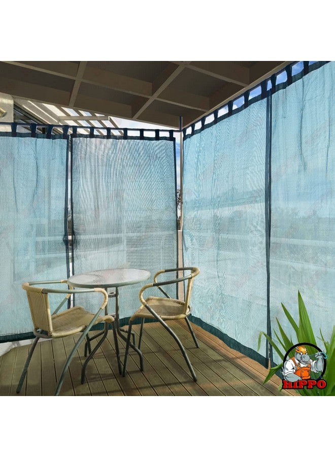 Hippo HIPPO 150 GSM Outdoor Sun Blocking Balcony Loop Curtains Sun & UV Protection, Light Filtering 7.5FT Door Curtain (4.5FTX7.5FT, Cool-Blue, 2 PC) - Image 5