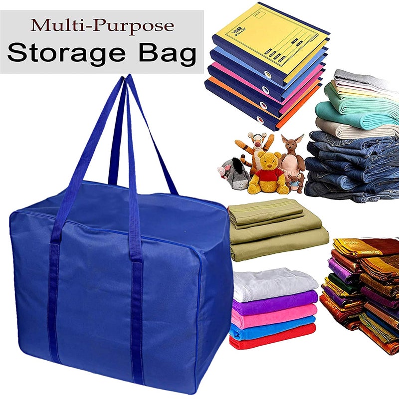 Kuber Industries Heart Home Large Moisture Proof Wardrobe Organizer Storage Bag For Clothes With Zipper Closure and Handle BlueHS43HEARTH26673 - Image 4