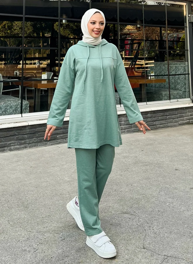 Bwest Bwest Modest Longline Hooded Top Tracksuit Set