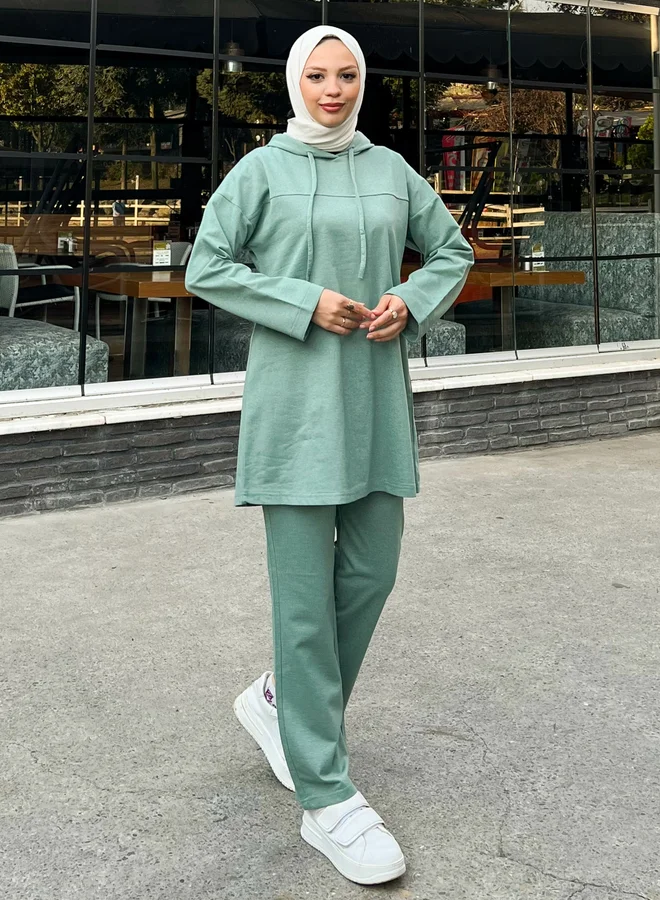 Bwest Bwest Modest Longline Hooded Top Tracksuit Set