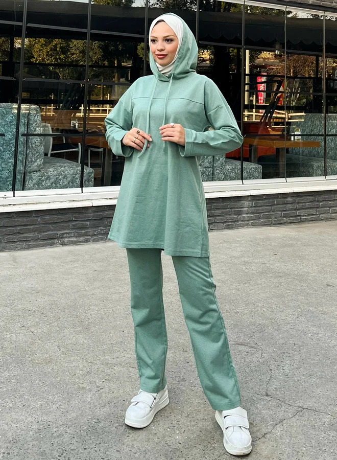 Bwest Bwest Modest Longline Hooded Top Tracksuit Set