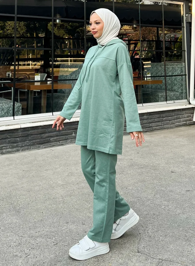 Bwest Bwest Modest Longline Hooded Top Tracksuit Set