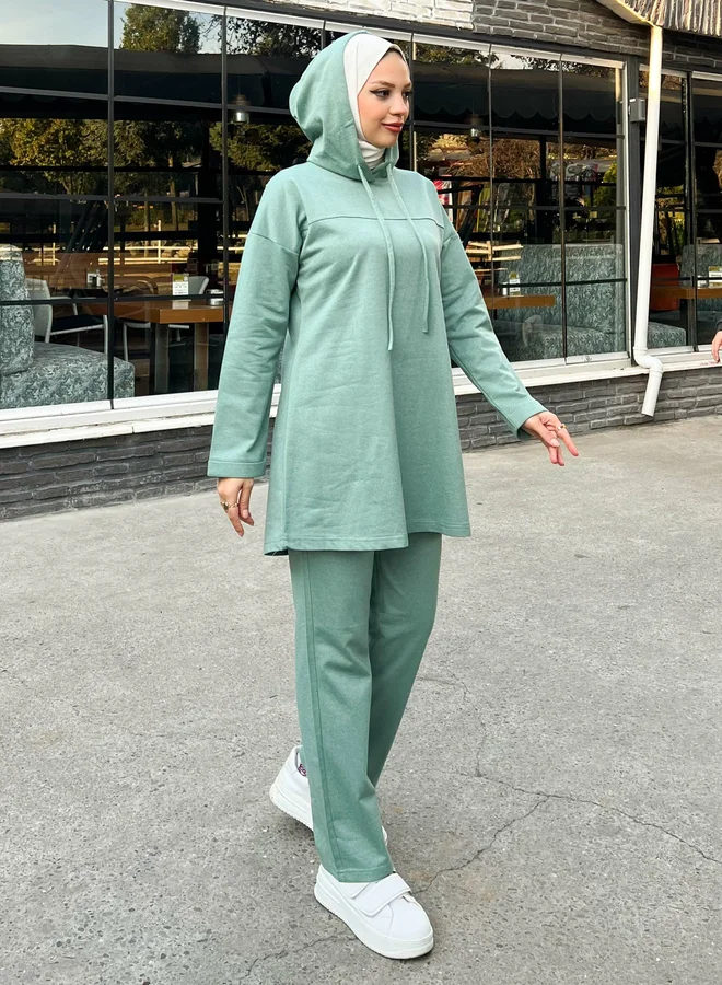 Bwest Bwest Modest Longline Hooded Top Tracksuit Set