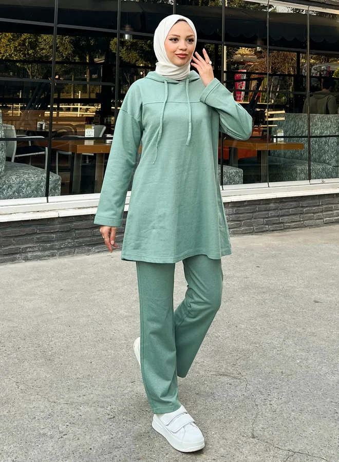 Bwest Bwest Modest Longline Hooded Top Tracksuit Set