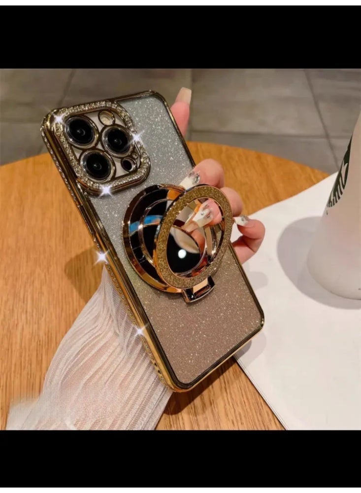 حقيبة هاتف واقية شفافة مغناطيسية مزينة بالكريستال مع مرآة، غطاء واقي لـ iPhone - Image 2