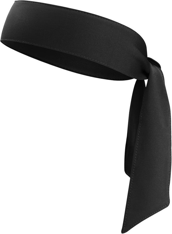 PAROPKAR PAROPKAR Tie Headband Men Women Sweat Wicking Workout Running Sport Headhand Head Band for Cricket Yoga Golf Gym Camping RunningTennis (Black) (Black) - Image 1