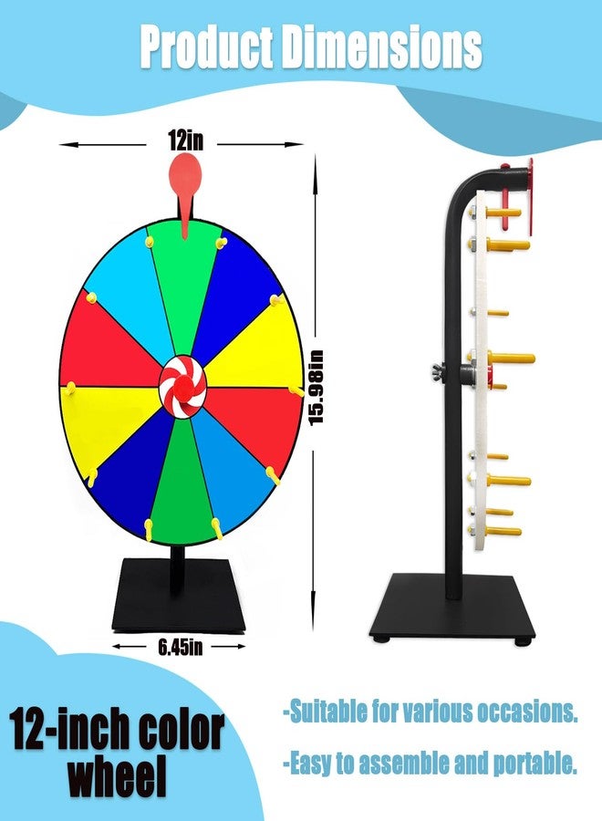 Ruoyang Prize Wheel Spinner with Stand - 12 Inch Color Spinning Wheel for Awards, Dry Erase Customizable Table Spinner - Carnival Games, Trade Shows & Home Party Activities. - Image 3