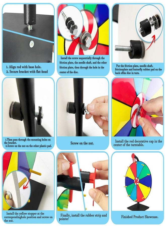 Ruoyang Prize Wheel Spinner with Stand - 12 Inch Color Spinning Wheel for Awards, Dry Erase Customizable Table Spinner - Carnival Games, Trade Shows & Home Party Activities. - Image 5
