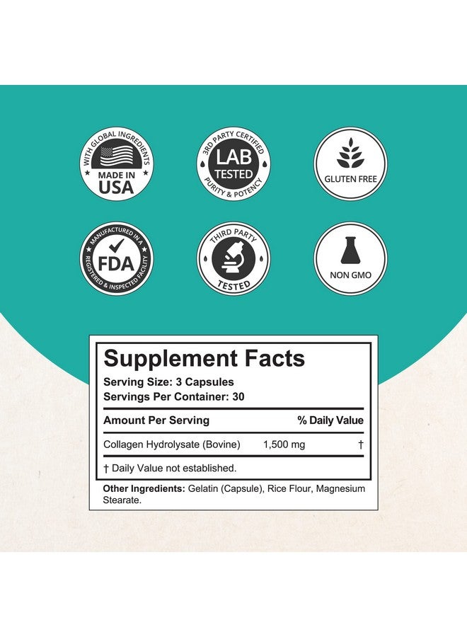 NuBest Collagen Super Collagen Peptides Revitalizes Skin Hair & Nails Bone & Joint Strength Beauty Collagen Formula For Men & Women 1500 Mg Per Serving 90 Capsules ; 1 Month Supply - Image 3