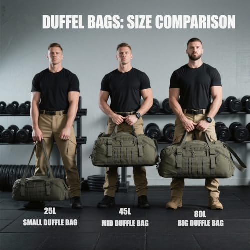 Miramrax Travel Duffle Bag Backpack for Men Large Tactical Bags Weekender Gym Bag for Overnight Traveling Military Workout Deployment Sports Green 25L - Image 3