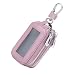 yorpyep Key Fob Case Leather Doublelayer Storage Remote Case Key Fob Holder with Clear Window for Most Cars Pink - Image 2
