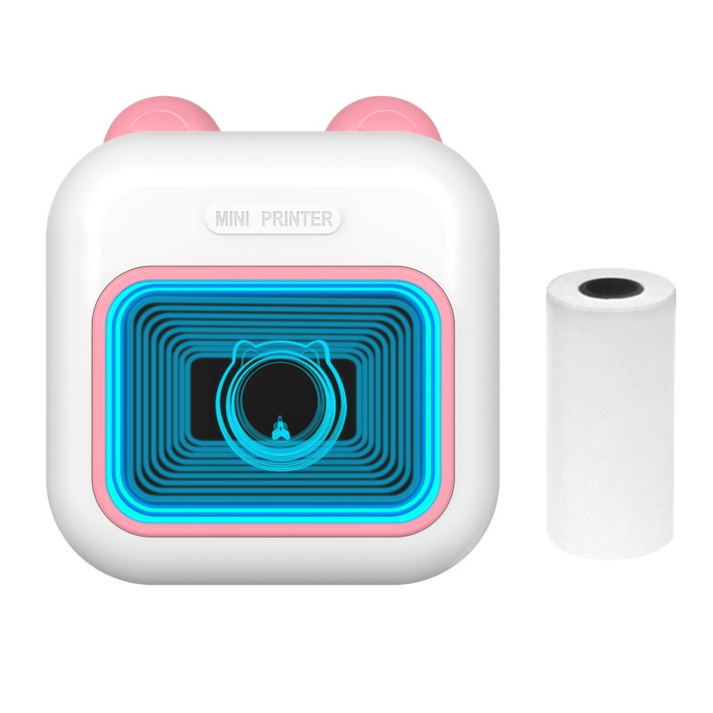 Mini Pocket Thermal Instant Photo Printer 7-Color LED Light Label Maker Machine BT Wireless Connect Compatible with Android or iOS APP Support Receipt Label Memo Sticker Notes Lists Scrapbook DIY - Image 1