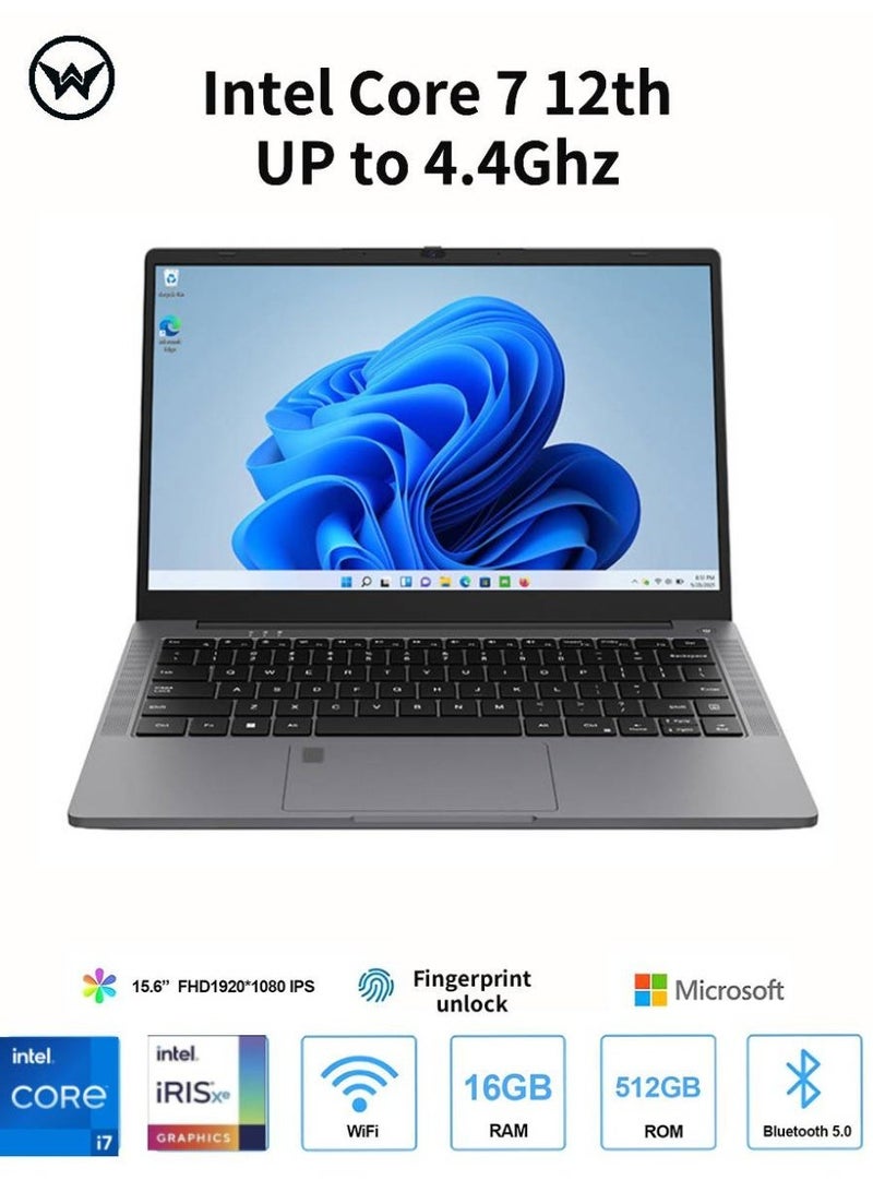 WYSECHY i7-1255U, 16GB DDR4 RAM, 512GB SSD, 15.6-inch FHD Display, Gray English/Arabic Gray - Image 1