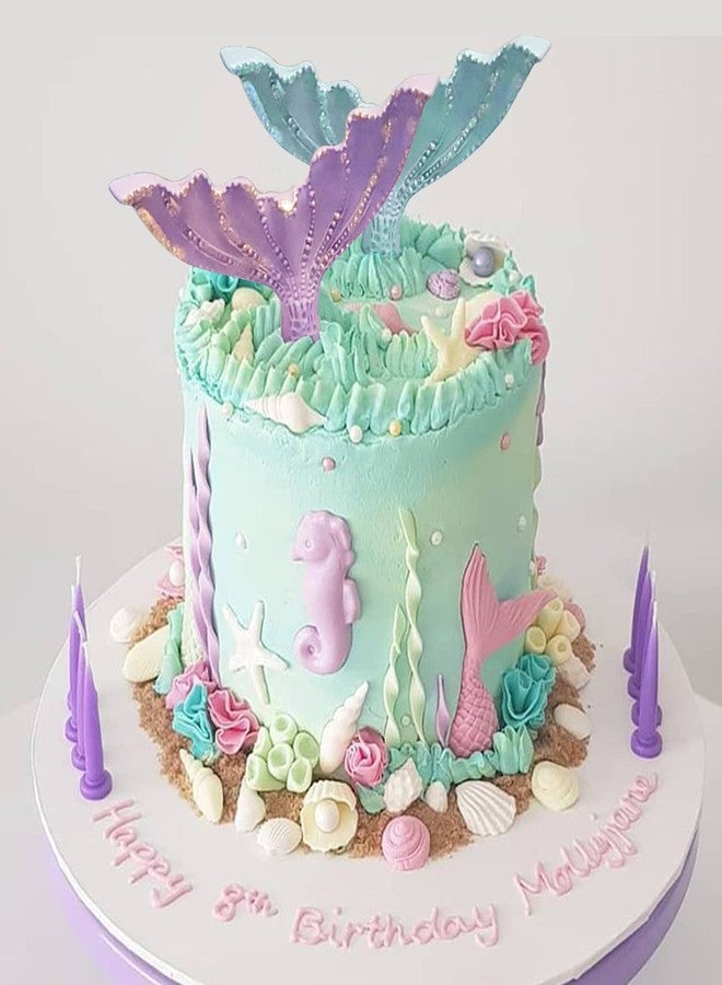 Beasea قالب ذيل حورية البحر الكبير من بيسيا، عبوة واحدة من قالب حلوى ذيل حورية البحر المصنوع من السيليكون لتزيين كعكة السكر والشوكولاتة، لون رمادي - Image 4