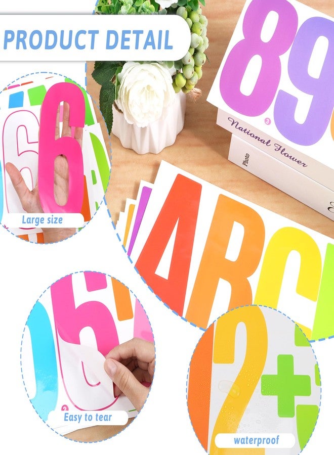 Timenued 220 Pcs 6 Inch Large Bulletin Board Letters for Classroom,6" Big Font Letter Stickers Alphabet Number Vinyl Self Adhesive Stickers for Poster Board Display Chalkboard School Home Decor Colorful - Image 4
