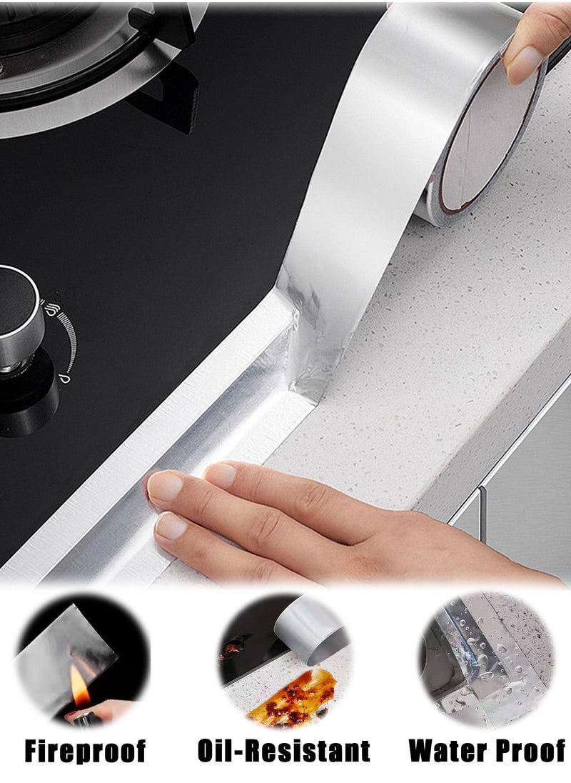 Aluminum Foil Tape – Waterproof, Oil-Proof & Fire-Resistant Self-Adhesive Caulk Strip for Sealing Kitchen, Bathroom, Toilet, Sink & Wall Gaps – Easy to Cut, No Residue, Durable Edge Repair Tape for Home Use  - Image 1