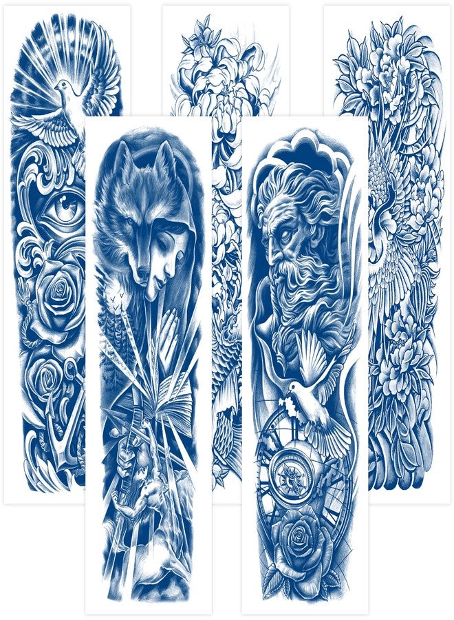 Aresvns Semi Permanent Sleeve Tattoos for Men and Women, 5 Sheets Full Arm Realistic Tattoos for BBQ Pool Beach Party Waterproof and Long-Lasting 1 Weeks, Holidays Gift - Image 4