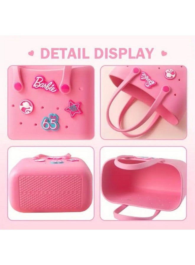 AUM ENTERPRISE حقيبة توت سيليكون بأسلوب باربي من AUM ENTERPRISE رامانات للفتيات - خفيفة الوزن، متينة، حقيبة يد قابلة للتخصيص للأطفال - حقيبة شاطئ مصممة مع ملصقات كرتونية لطيفة - هدية للفتيات من عمر 4 سنوات فما فوق. - Image 3