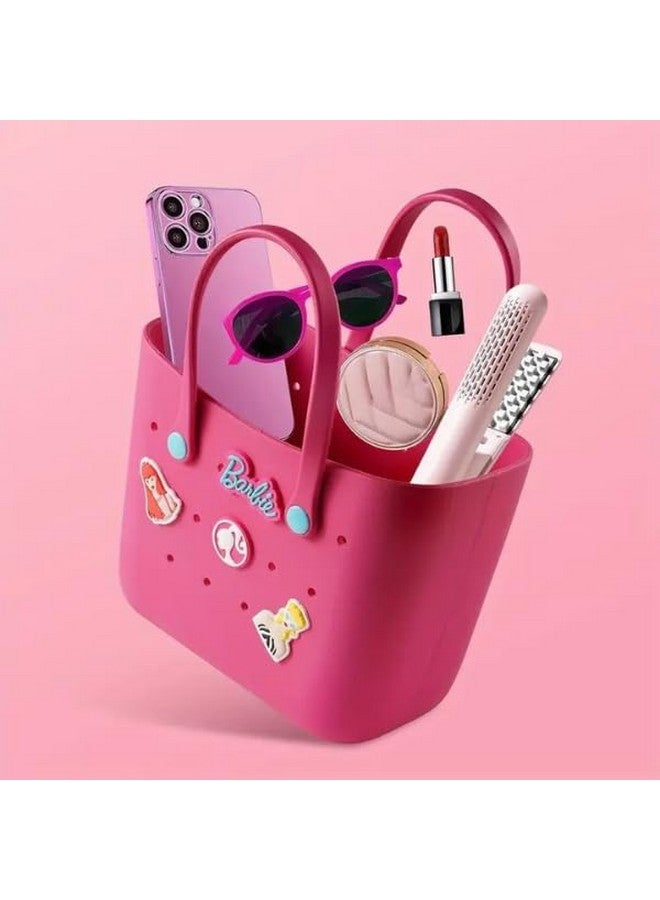 AUM ENTERPRISE حقيبة توت سيليكون بأسلوب باربي من AUM ENTERPRISE رامانات للفتيات - خفيفة الوزن، متينة، حقيبة يد قابلة للتخصيص للأطفال - حقيبة شاطئ مصممة مع ملصقات كرتونية لطيفة - هدية للفتيات من عمر 4 سنوات فما فوق. - Image 5