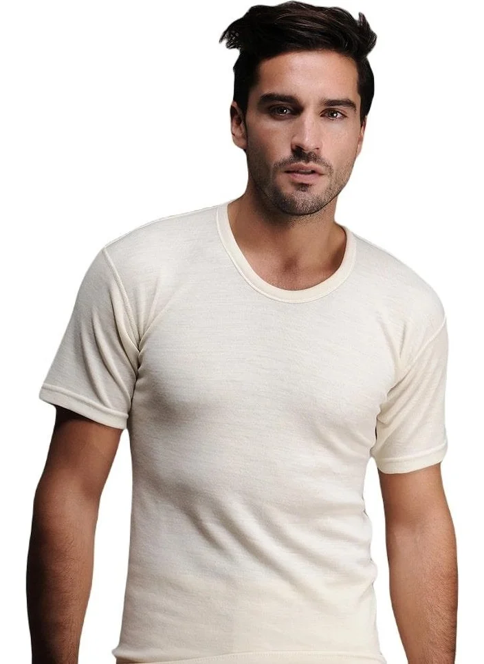 Hasyün Men's Short Sleeve Underwear Set 75% Wool