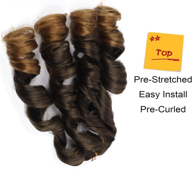 datanala French Curly Braiding Hair 14 Inch 8Pack/lot Loose Wavy Spiral Curl Braids Crochet Hair Deep Wave Synthetic Extensions Pre Stretched Bouncy(T27#) - Image 2