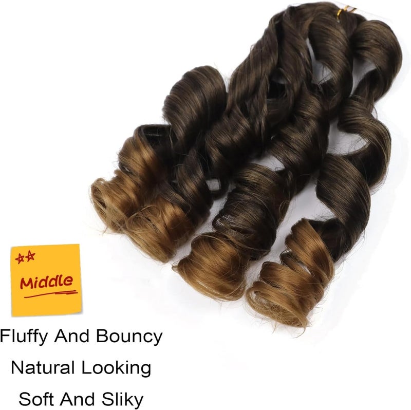 datanala French Curly Braiding Hair 14 Inch 8Pack/lot Loose Wavy Spiral Curl Braids Crochet Hair Deep Wave Synthetic Extensions Pre Stretched Bouncy(T27#) - Image 3