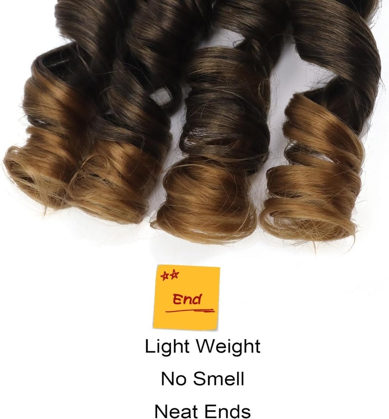 datanala French Curly Braiding Hair 14 Inch 8Pack/lot Loose Wavy Spiral Curl Braids Crochet Hair Deep Wave Synthetic Extensions Pre Stretched Bouncy(T27#) - Image 4