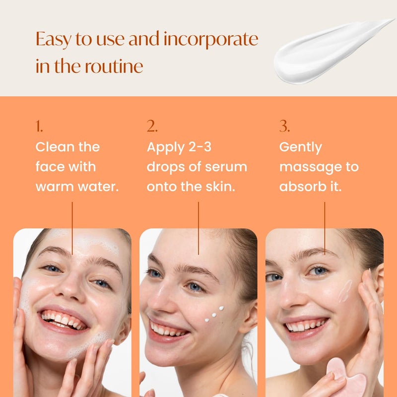 PLANTIFIQUE Korean Vitamin C Face Massage Serum â€“ Hydrating Anti-Aging Collagen & Peptides Formula â€“ Perfect for Gua Sha Facial Massage & Even Skin Tone Glow - Image 4