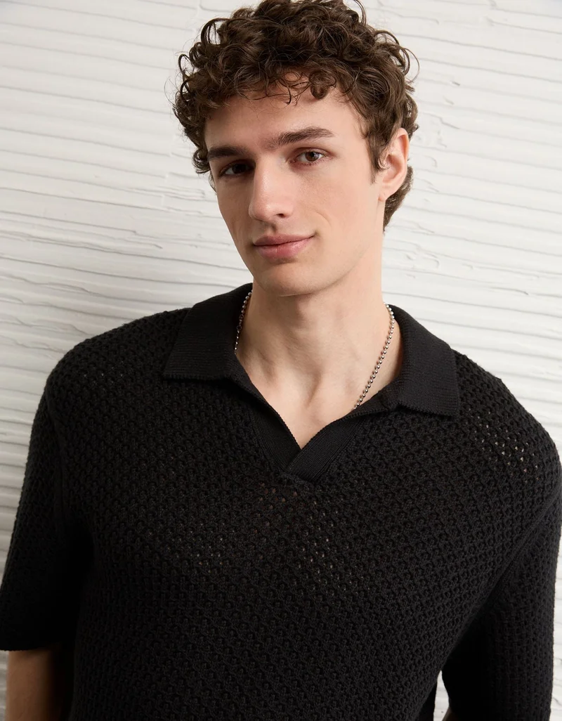 American Eagle  AE Short-Sleeve Sweater Polo for Men | Best Price UAE
