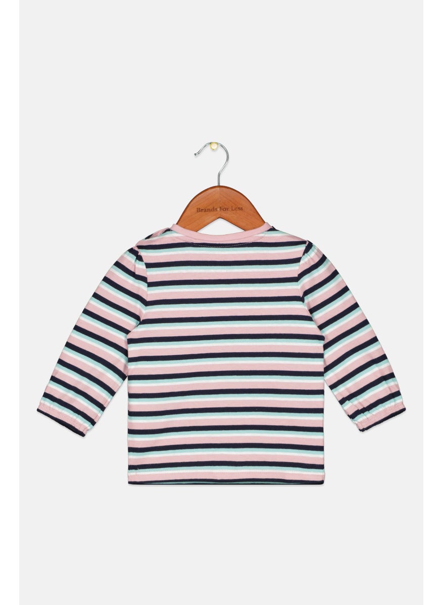 s.Oliver Toddlers Girl Crew Neck Stripe Long Sleeve Tops, Pink Combo  - Image 2