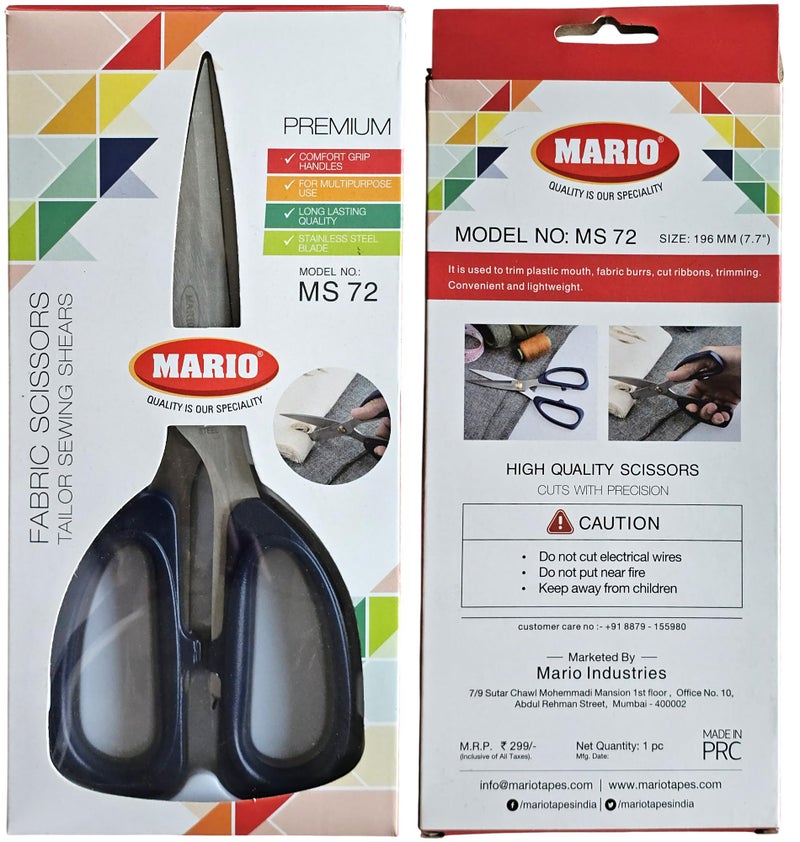 Mario 7.7 Inch (196mm) Tailoring Scissors Ultra Sharp Stainless Steel Fabric Cutting Shears for Sewing, Dressmaking & Alteration Both Left & Right Hand Use MS 72 - Image 5