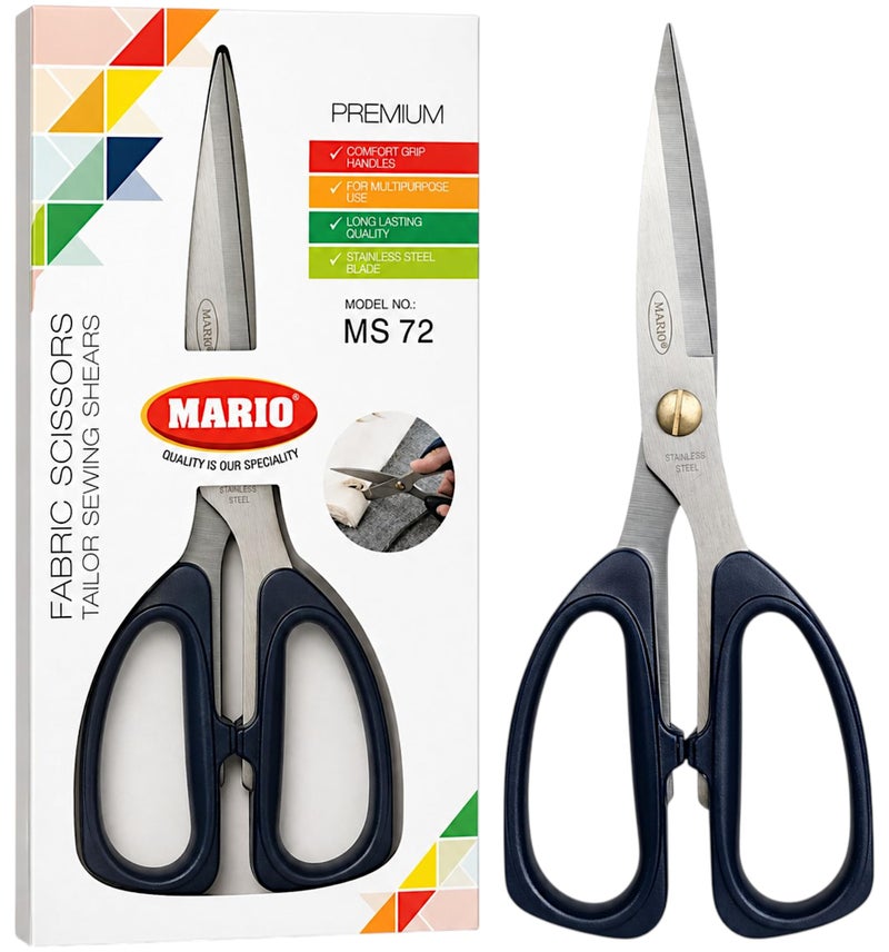 Mario 7.7 Inch (196mm) Tailoring Scissors Ultra Sharp Stainless Steel Fabric Cutting Shears for Sewing, Dressmaking & Alteration Both Left & Right Hand Use MS 72 - Image 1