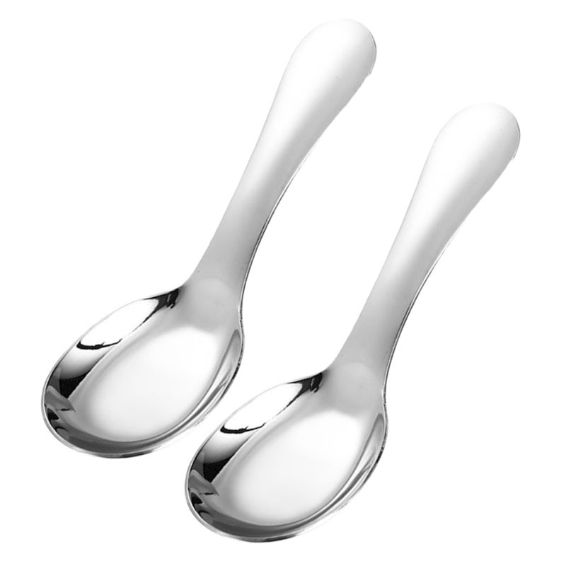 Stainless Steel Spoons Set of 2 Long Handle Soup Dessert Rice Spoons Easy to Clean - Image 2