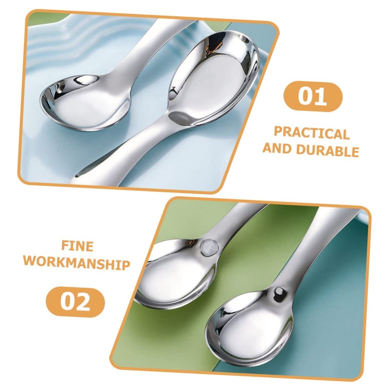 Stainless Steel Spoons Set of 2 Long Handle Soup Dessert Rice Spoons Easy to Clean - Image 5