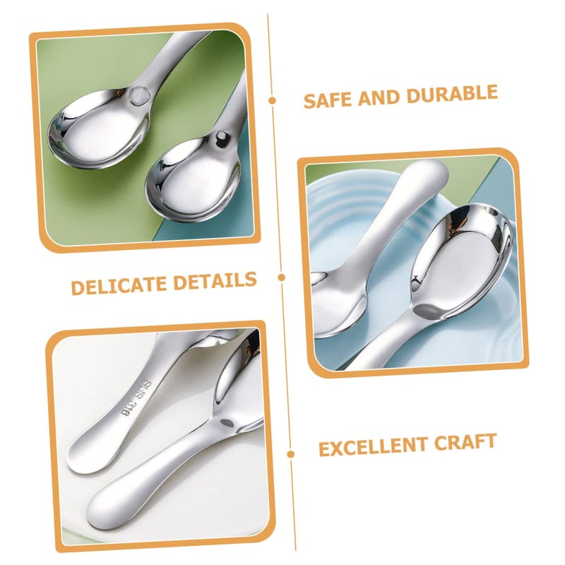 Stainless Steel Spoons Set of 2 Long Handle Soup Dessert Rice Spoons Easy to Clean - Image 3