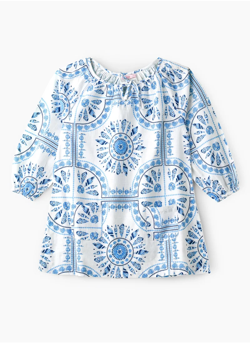 Jelliene Girls' Blue Geometric Pattern Top