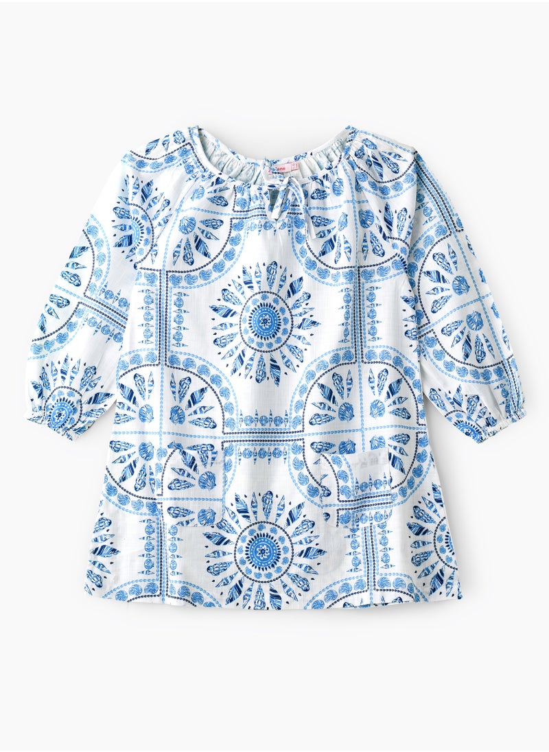 Jelliene Girls' Blue Geometric Pattern Top  - Image 1