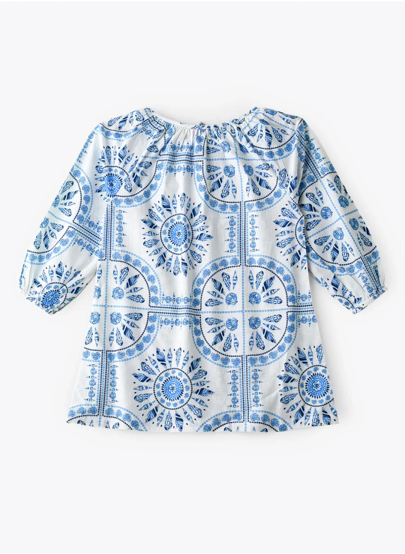Jelliene Girls' Blue Geometric Pattern Top
