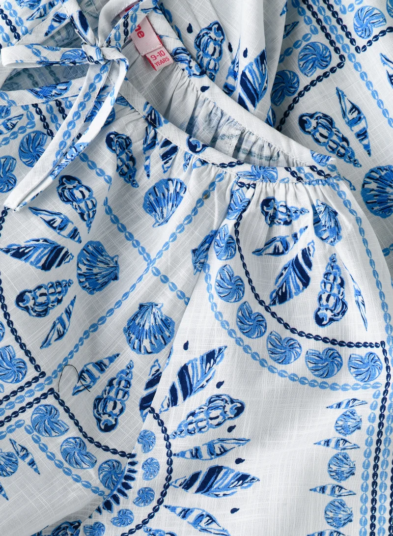 Jelliene Girls' Blue Geometric Pattern Top