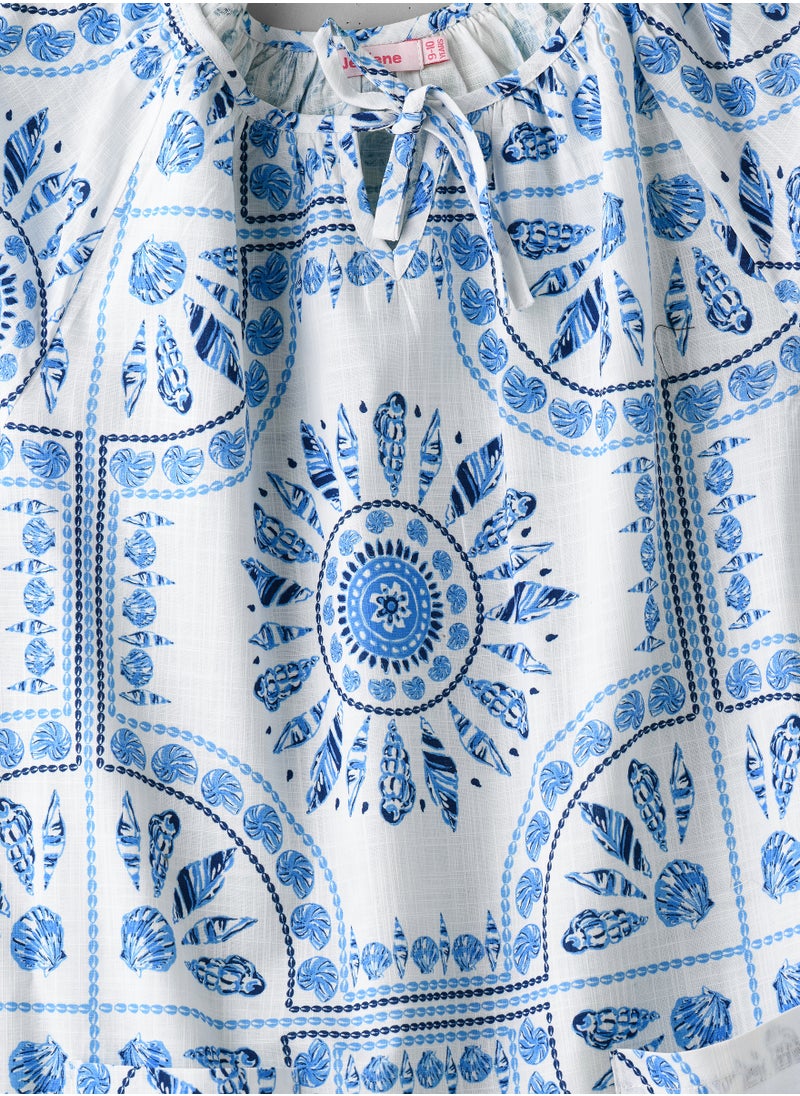 Jelliene Girls' Blue Geometric Pattern Top  - Image 3