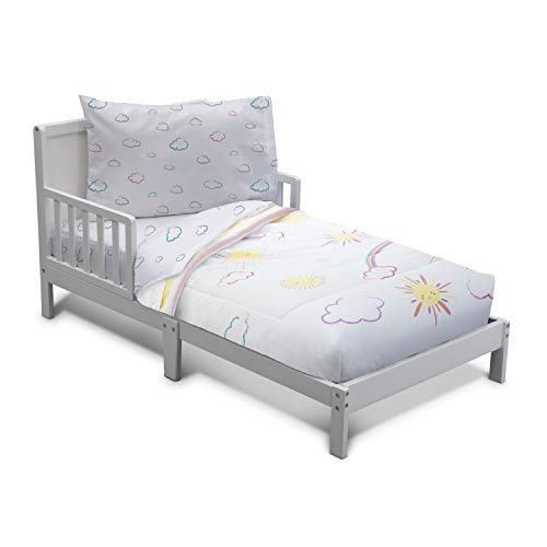 Delta CHILDREN Delta Children Toddler Bedding Set  Girls 4 Piece Collection  Fitted Sheet Flat Top Sheet wElastic Bottom Fitted Comforter wElastic Bottom Pillowcase Sunshine  Multi Color