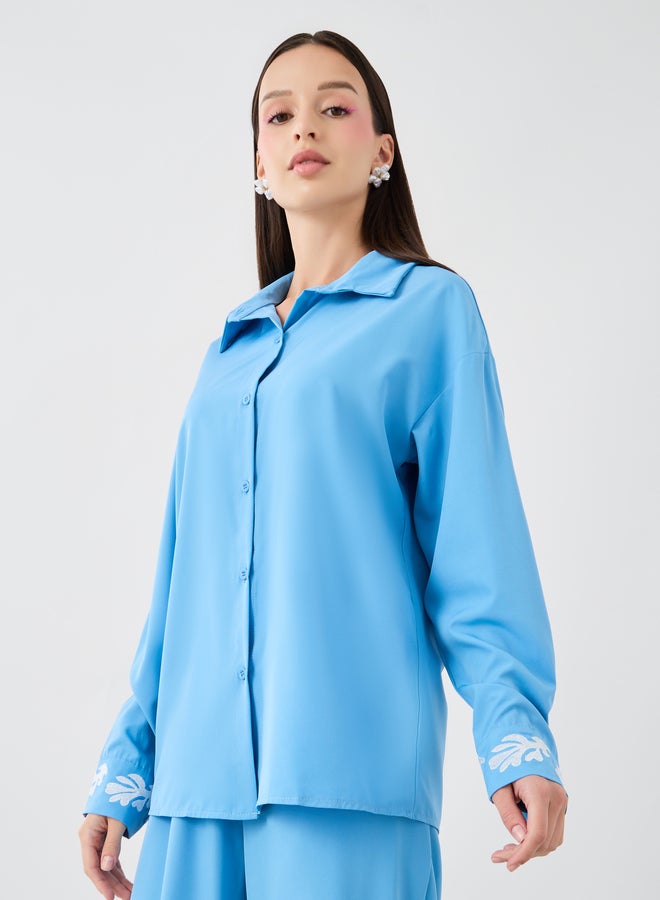 Take Two Embroidered Spread Collar Shirt and Relaxed Fit Trousers Co-Ords  - Image 2