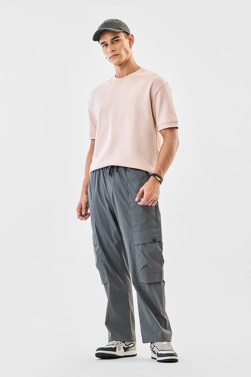 SNITCH Grey Solid Relaxed Streetwear Cargo