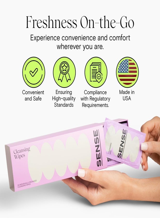 Sense Cleansing Wipes (12 Pack Individually Wrapped pH Balance Wipes for Women - Made in the USA, Flushable Wipe, On-The-Go Before and After Freshness Intimate Wipe, Feminine Care - Image 3