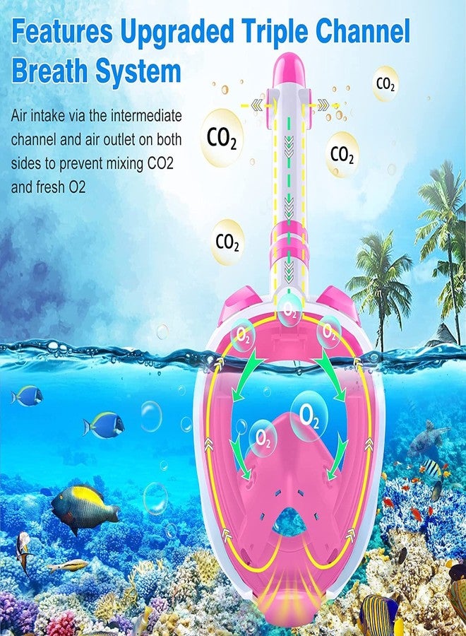 Olpad 180° Panoramic View Snorkel Mask Full Face Scuba, Dive and Swim Set for Kids Youth Adult Women Men | Easier Breath with Dry Anti-Fog Anti-Leak for Travel Beach Sea Underwater Swimming Pool [pink L/XL] - Image 4