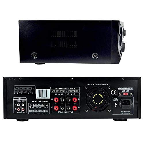 Pyle Wireless Bluetooth Audio Power Amplifier - 300W 4 Channel Home Theater Stereo Receiver with USB, AM FM, 2 Mic IN with Echo, RCA, LED, Speaker Selector, For Studio, Home Use, Black - PT272AUBT - Image 5