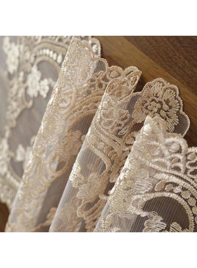 ARTABLE Lace Table Runner Dresser Scarf Macrame Embroidered Table Runners with Exquisite Flower Vintage Shabby Chic for Wedding Holiday Dinning (Champagne, 10 x 110 Inch) - Image 3